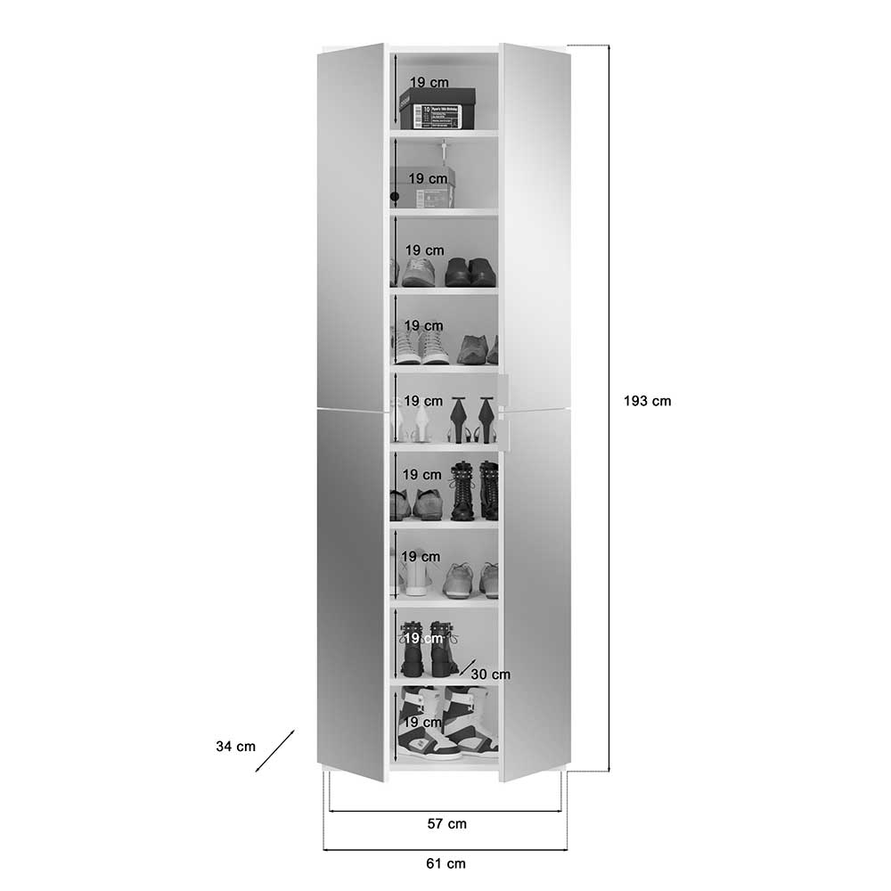 Kompakte Schrank Kombi 12-türig - Ejulia (dreiteilig)