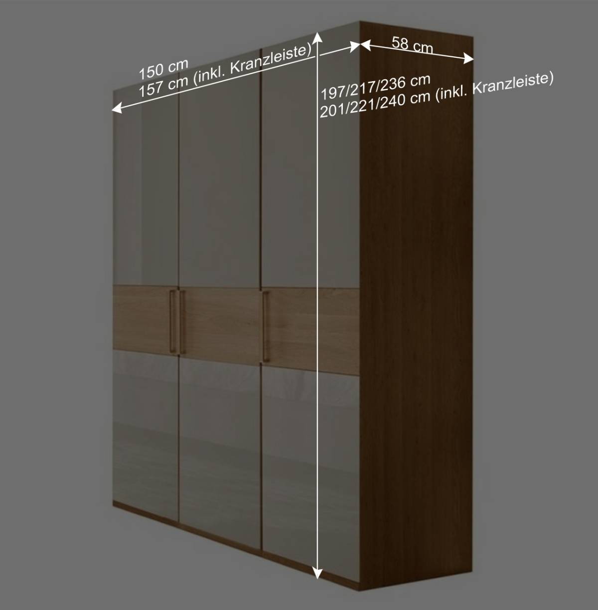 Drehtürenschrank mit Glasfront in Beige - Emdsiva