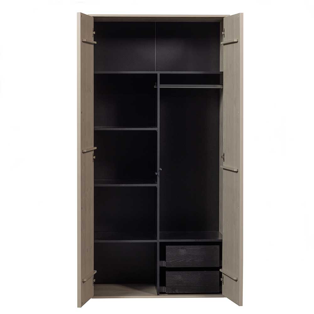 100x200x58 Kleiderschrank aus Kiefer in Grau - Career