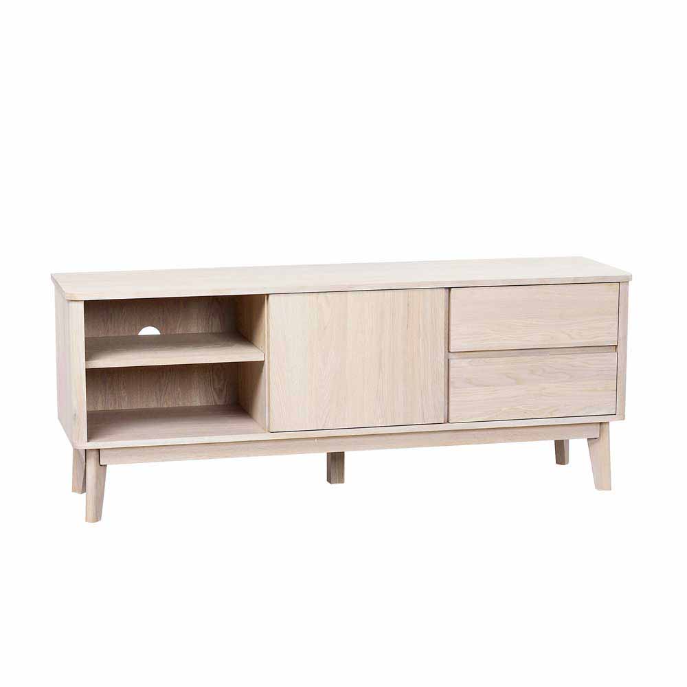 Eiche Massivholz TV Schrank in White Wash - Navassa