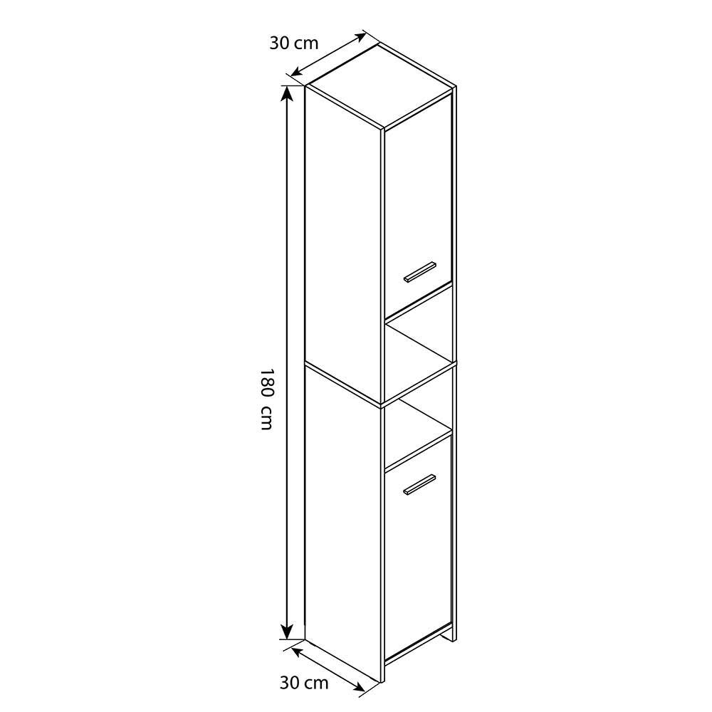 Bad Hochschrank in Schwarz Weiß - Musone