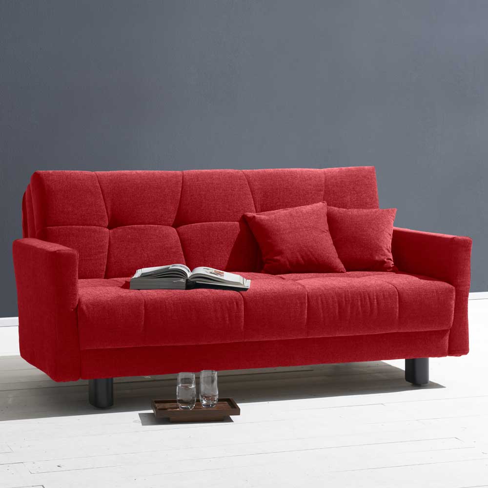 Rotes Schlafsofa mit Flachgewebe Bezug - Singuaro