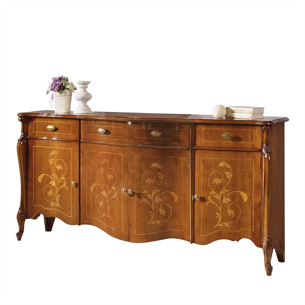 Sideboard in Nussbaum mit Ranken Dekor - Carlenna