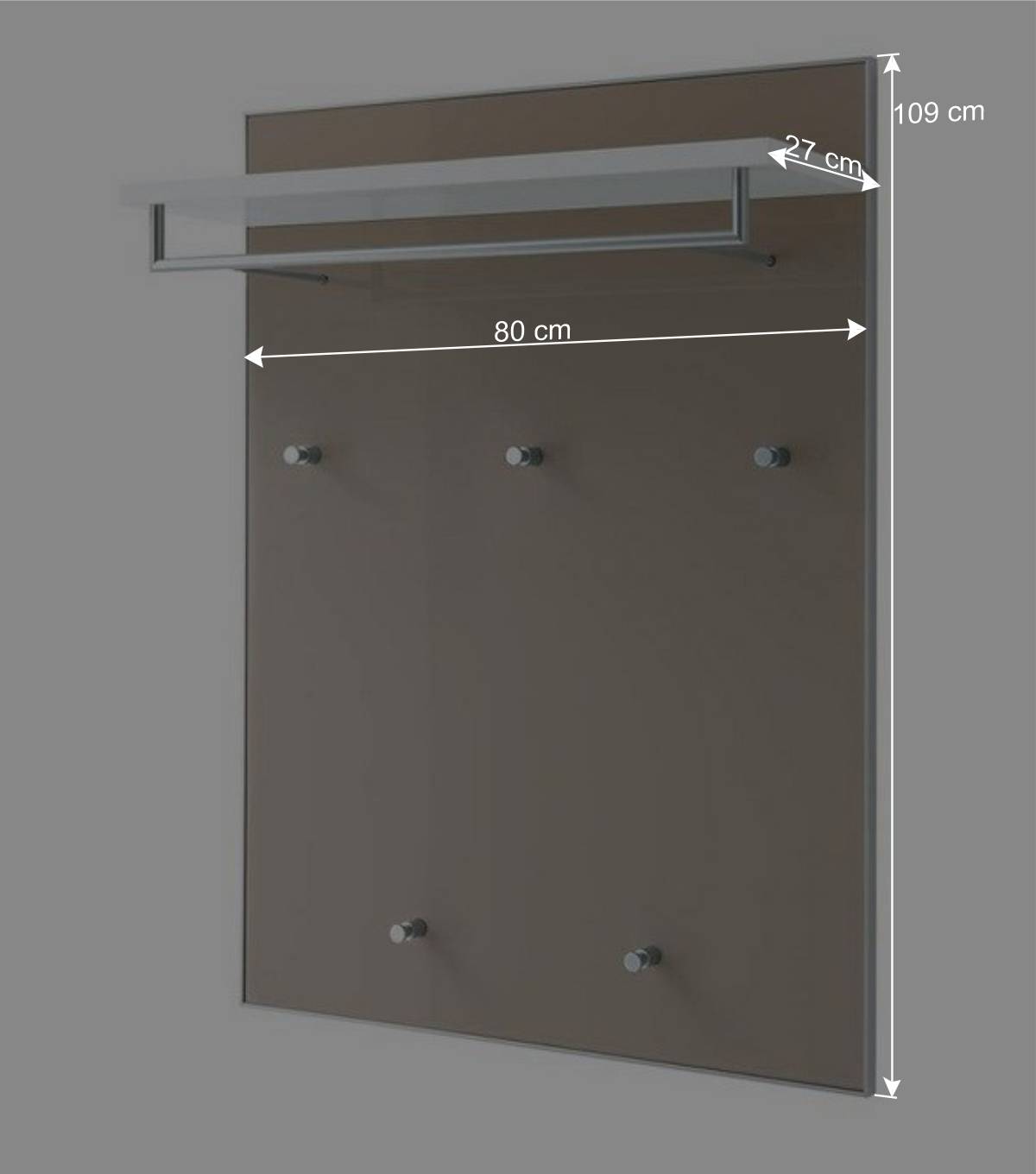 Flurgarderobe Srocca in Taupe Glas beschichtet