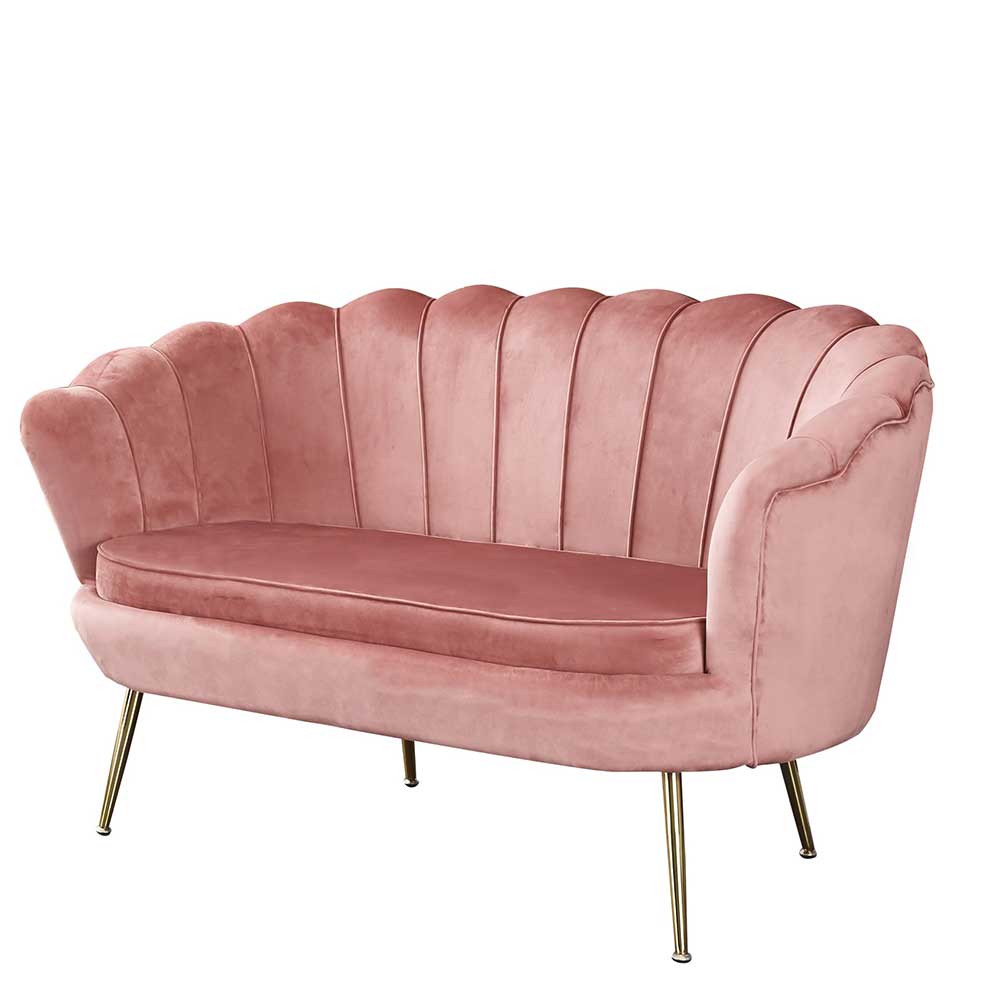 Retro Muschelsofa in Rosa & Gold - Cariba