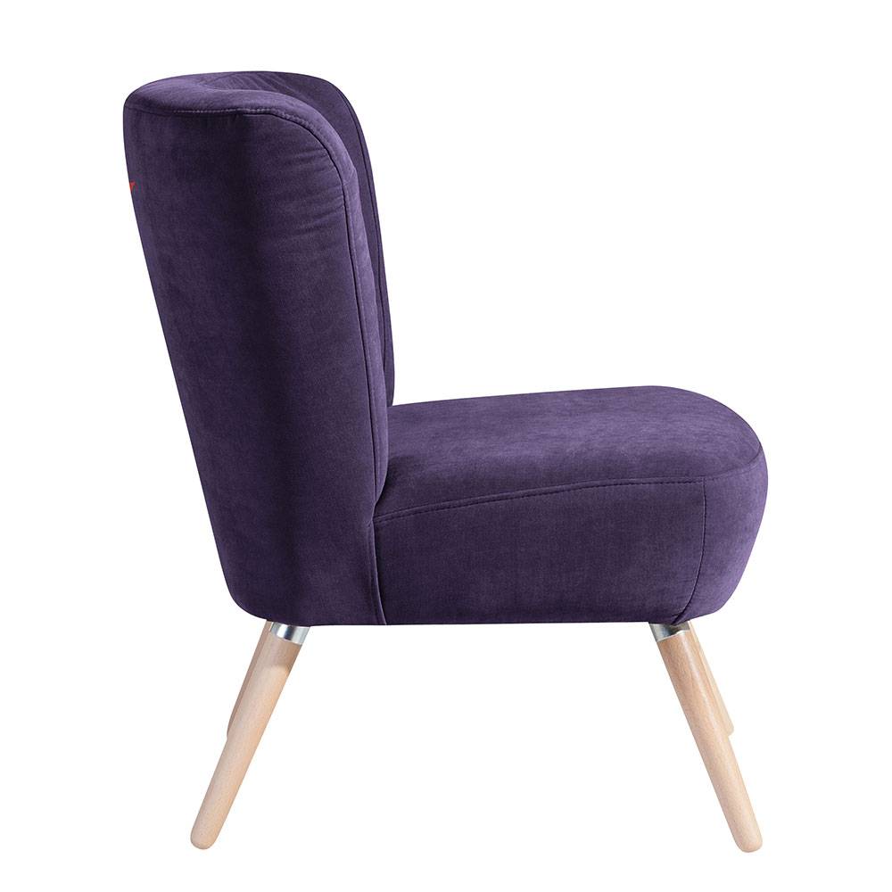 Vintage Look Sessel in Violett Velours - Casir