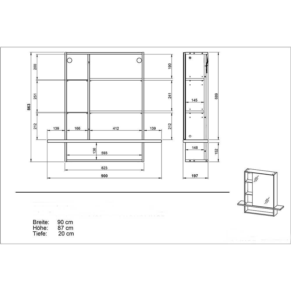 Design Waschtisch & Spiegelschrank - Latara (zweiteilig)