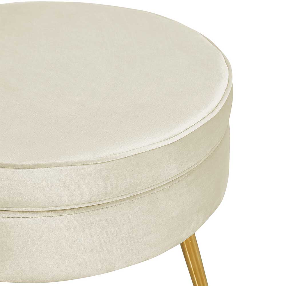 Hocker in Beige Samtbezug - Mamba