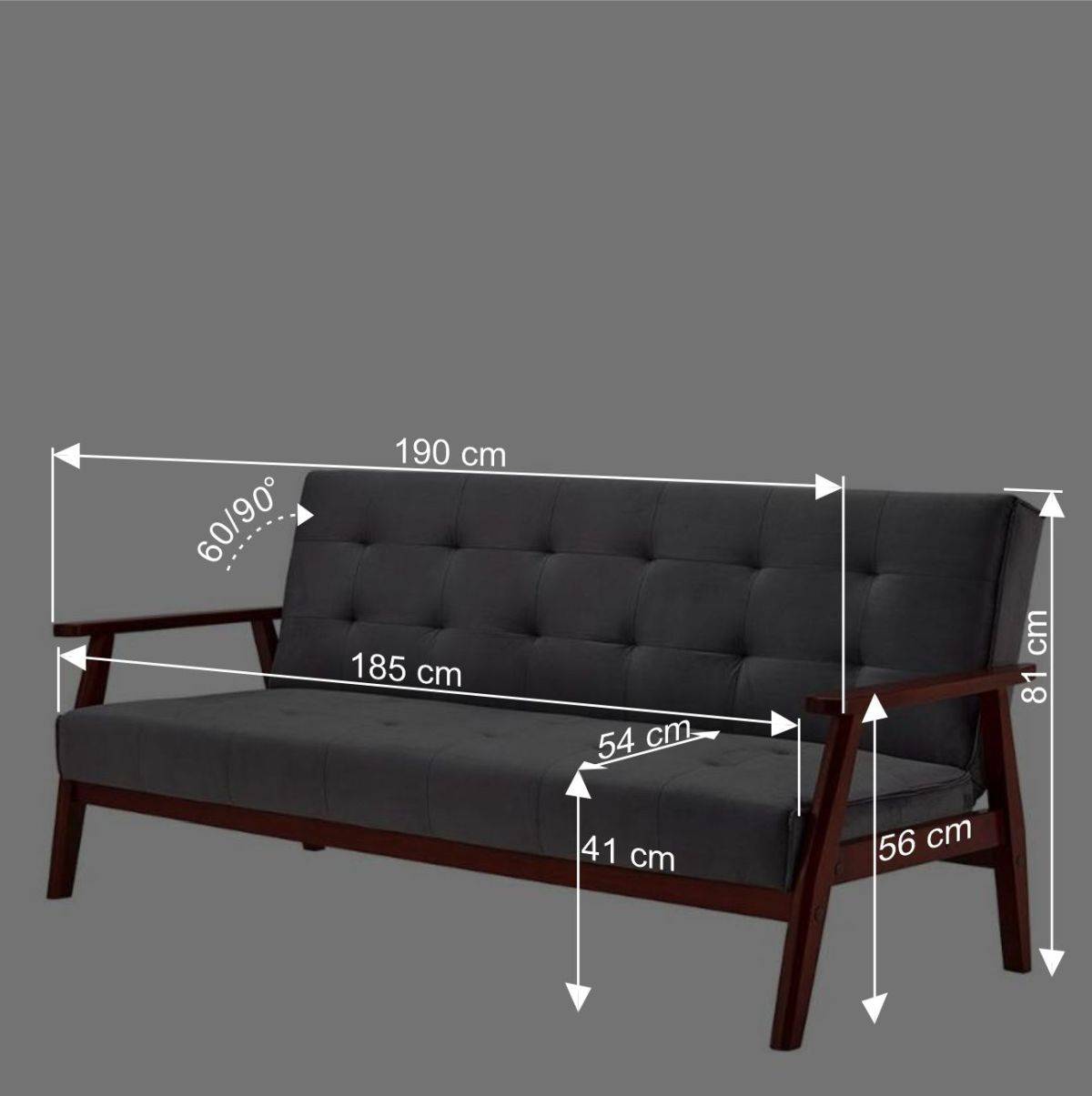 Klappcouch in Petrol & Eukalyptus Natur - Barne