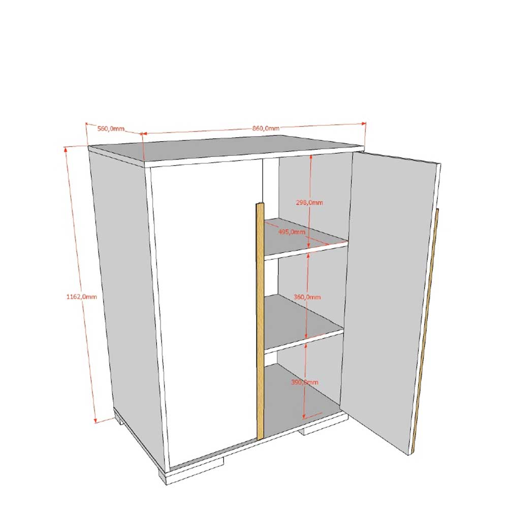 Scandi Wäscheschrank in Weiß und Buche - Cristalcio