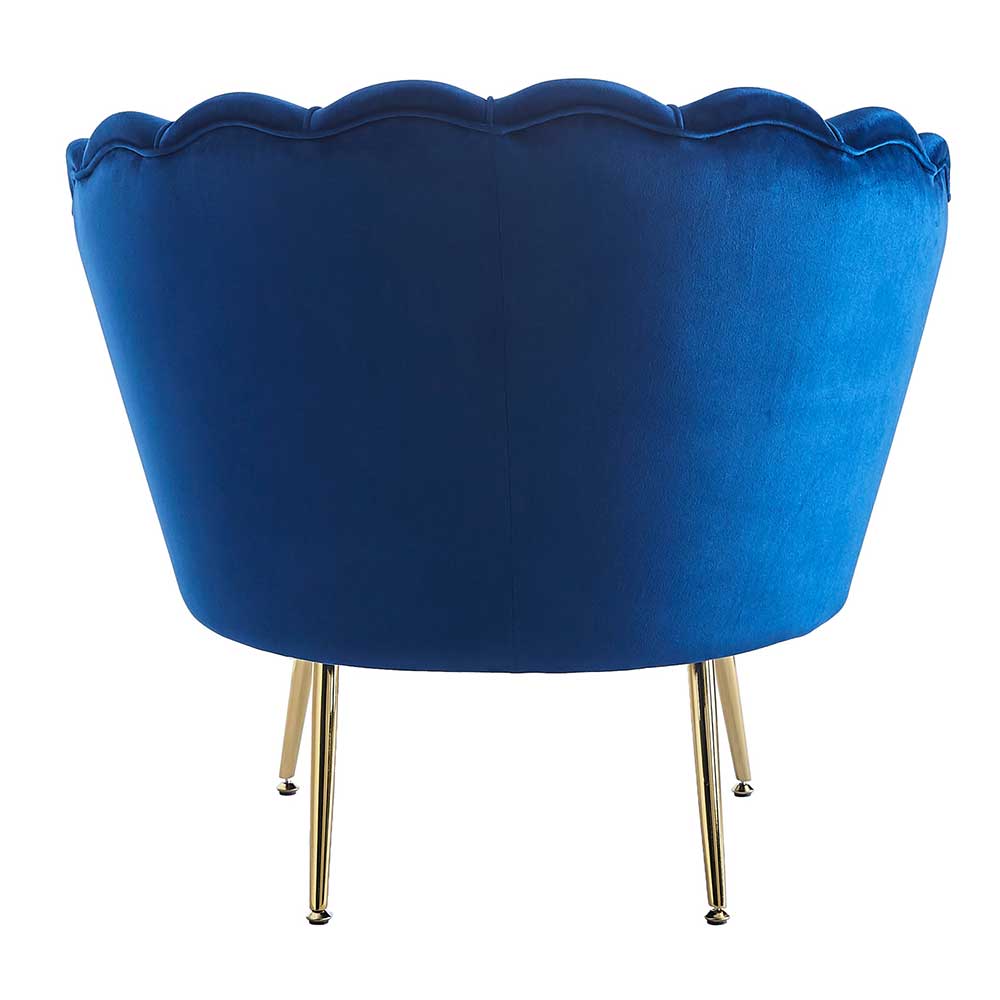 Muschel Design Sessel in Blau Samtbezug - Dotagon