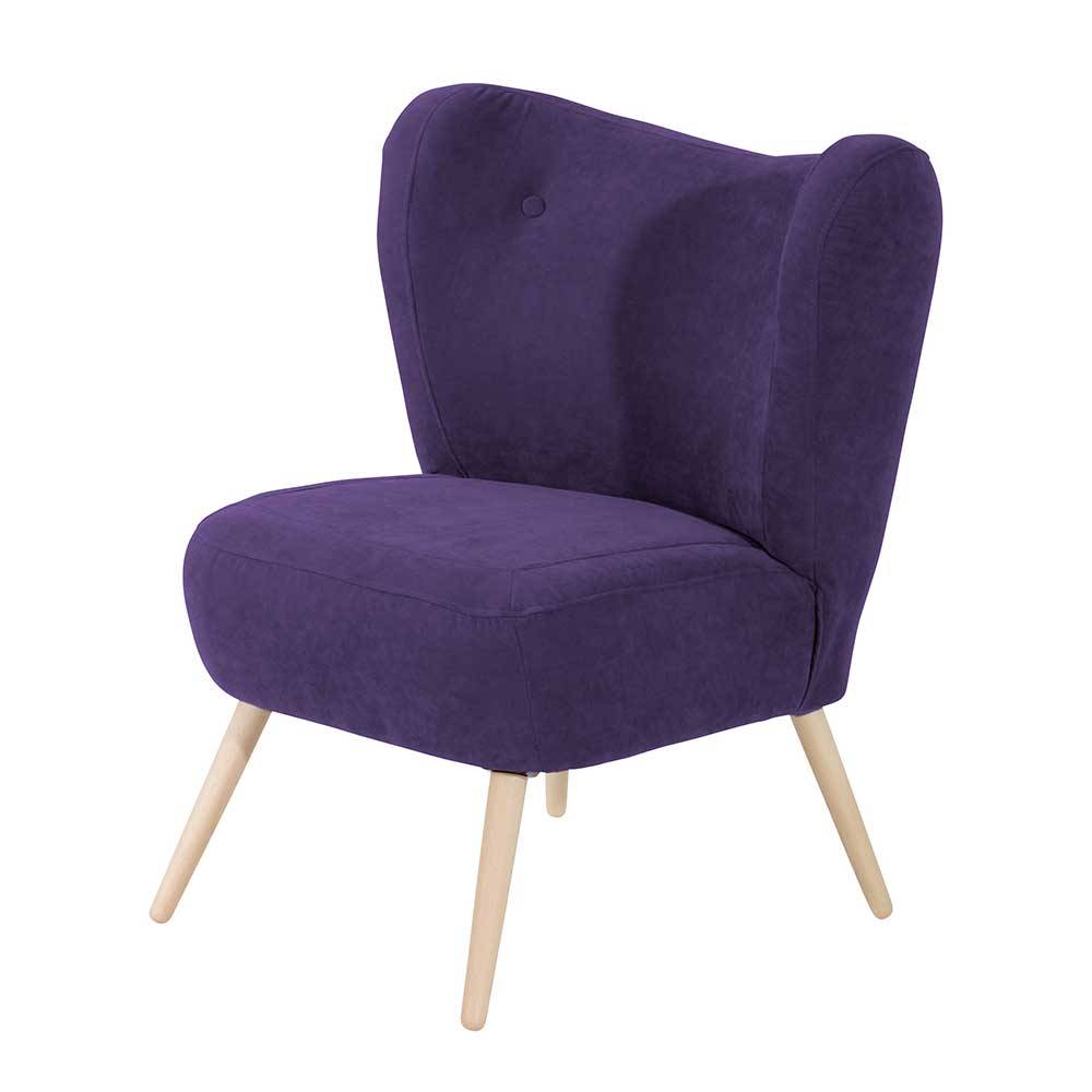 Polstersessel in Violett Velours - Coralla