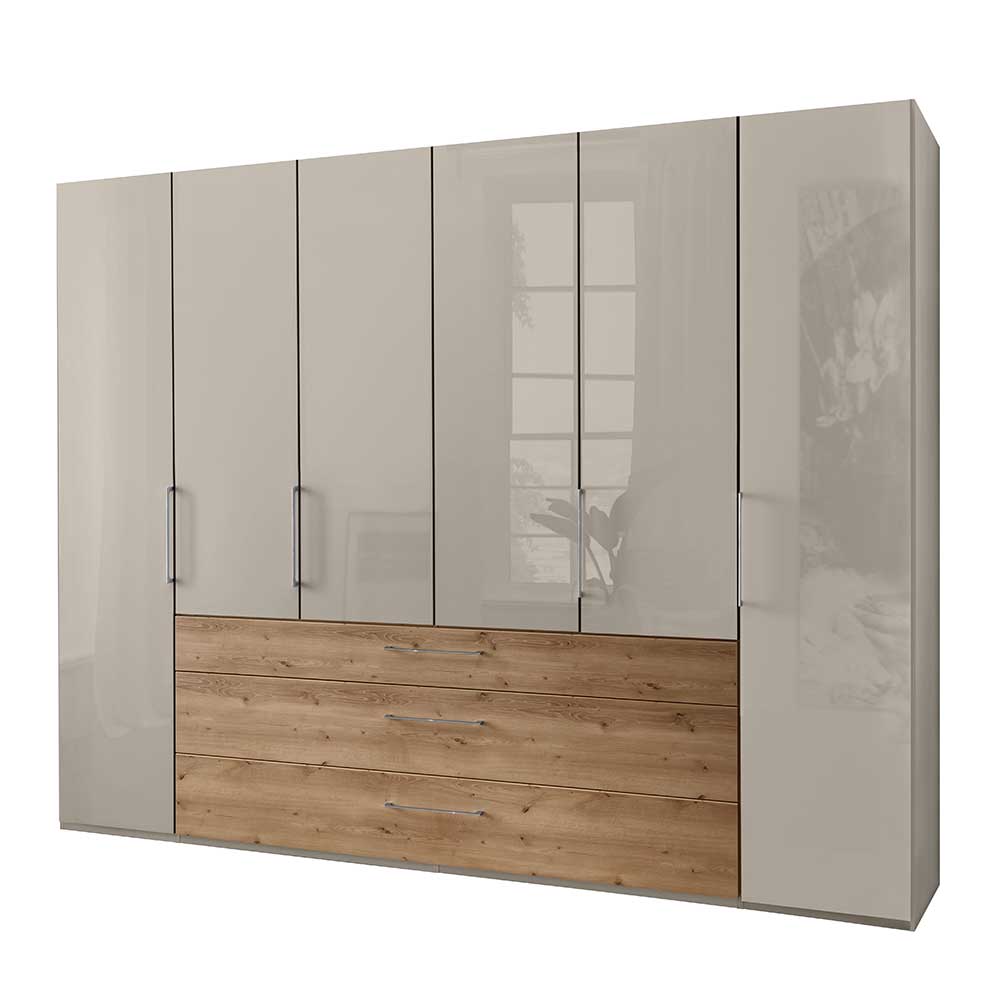 Kleiderschrank in Beige Glasfront - Flinu