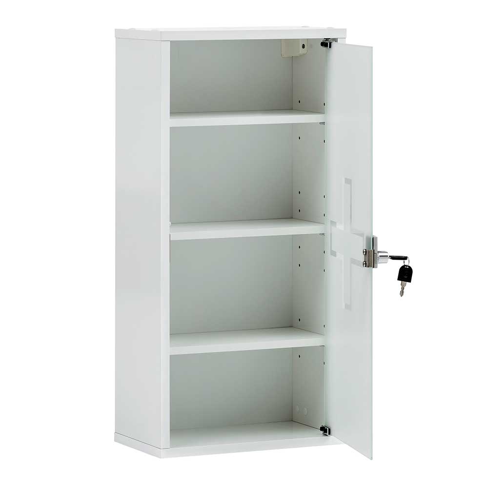 34x72x20 Medizinschrank mit Glastür abschließbar - Spanola