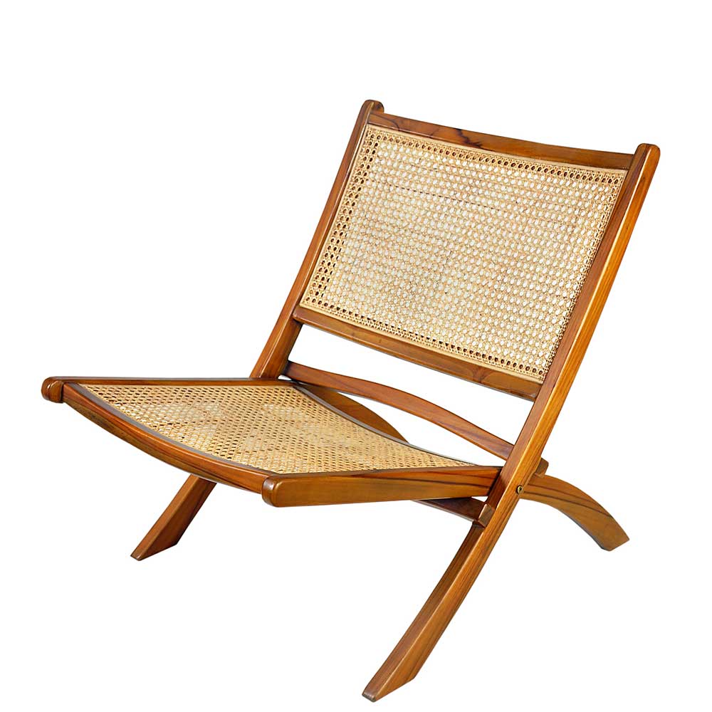 Klappsessel mit Wiener Geflecht aus Teak & Rattan - Vilrada