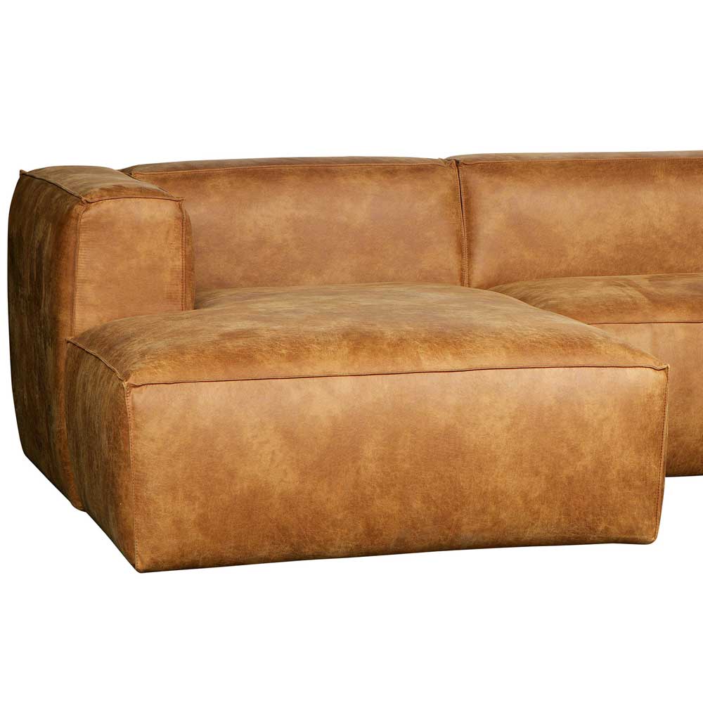 Braunes Ecksofa aus Leder recycelt Robert 305cm breit