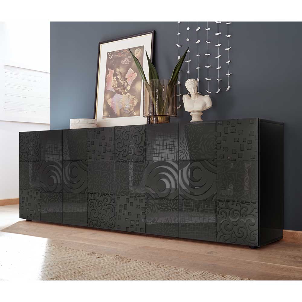 241x84x42 Hochglanz Sideboard in Anthrazit - Ipatal