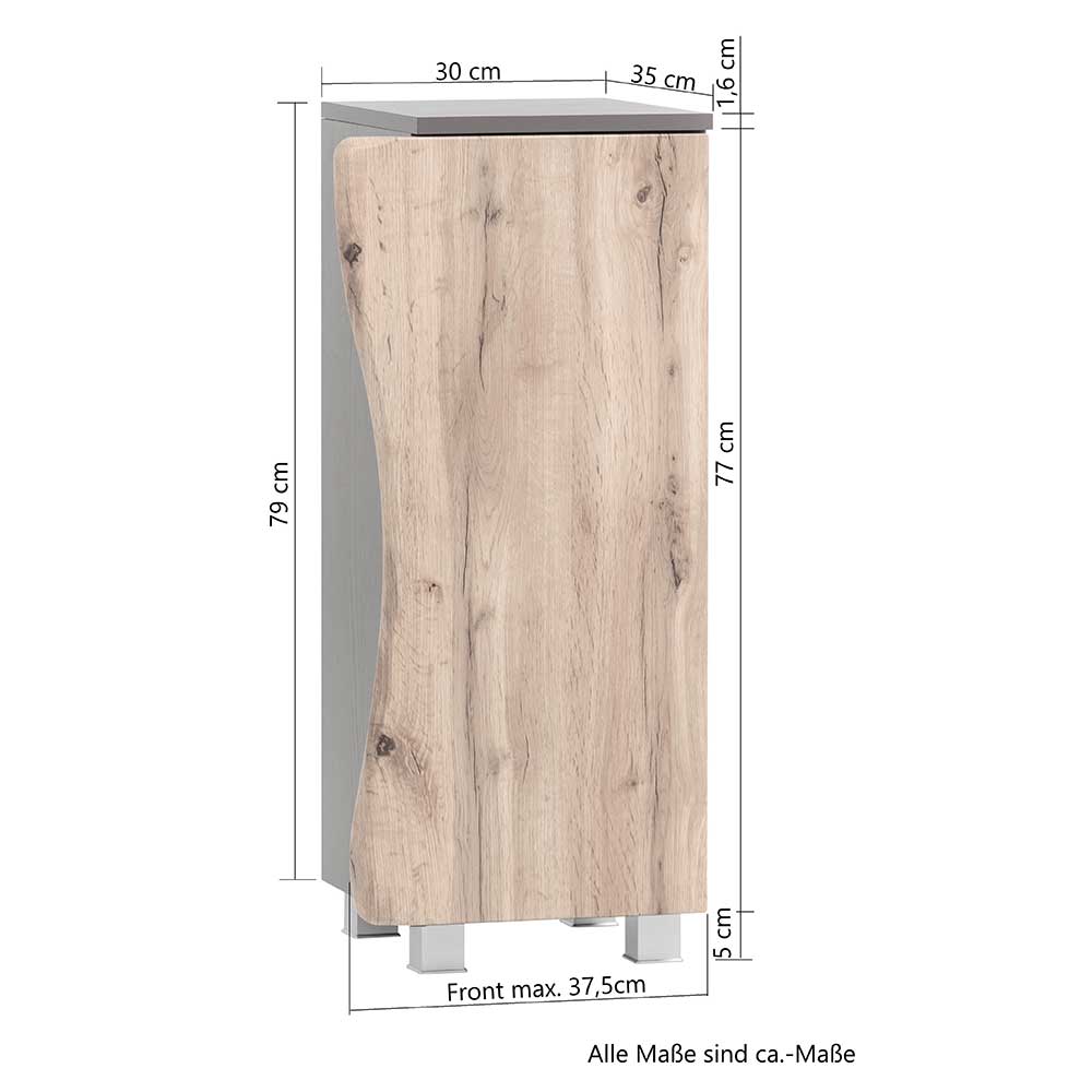 1-türiger Badschrank mit Naturkante Dekor - Breznia