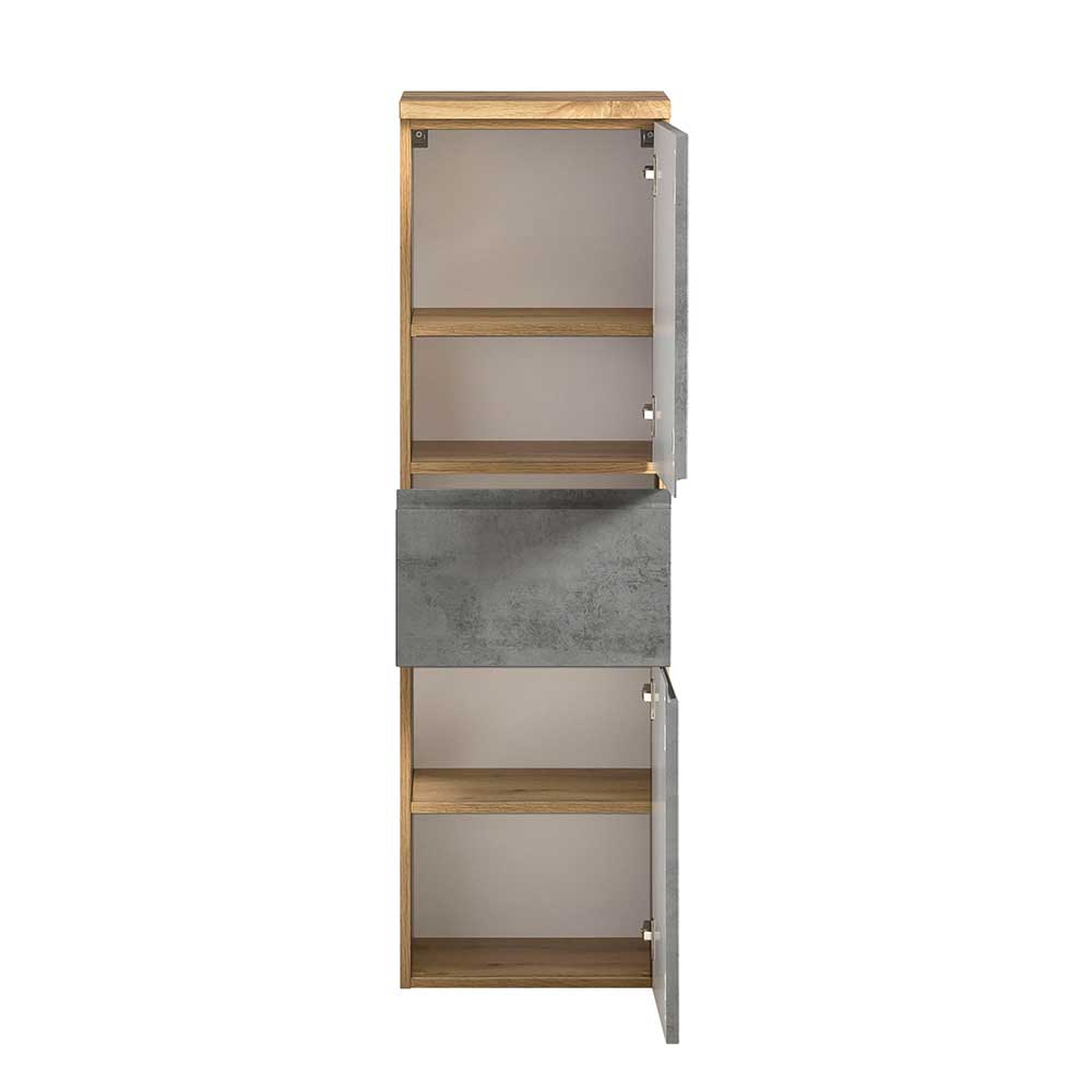 130x40x35 cm Midi Badschrank in Beton & Wildeiche - Mia