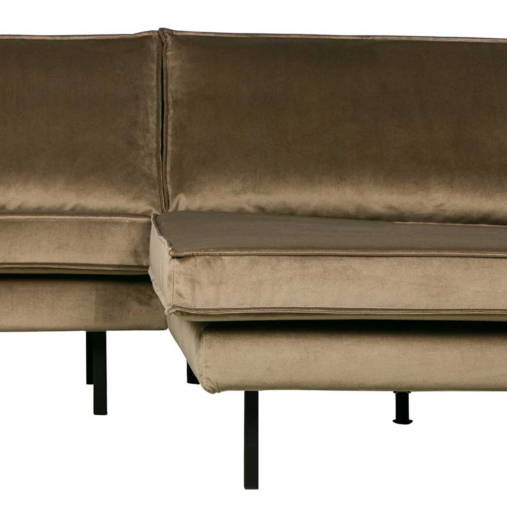 Retro Velvet Ecksofa in Taupe - Museo