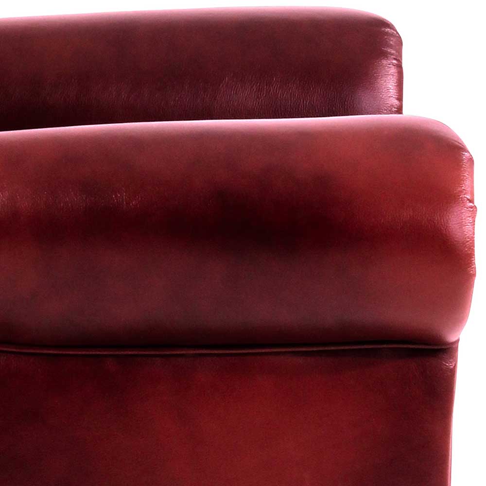 Chesterfield Ohrensessel in Dunkelrot Leder - Guantama