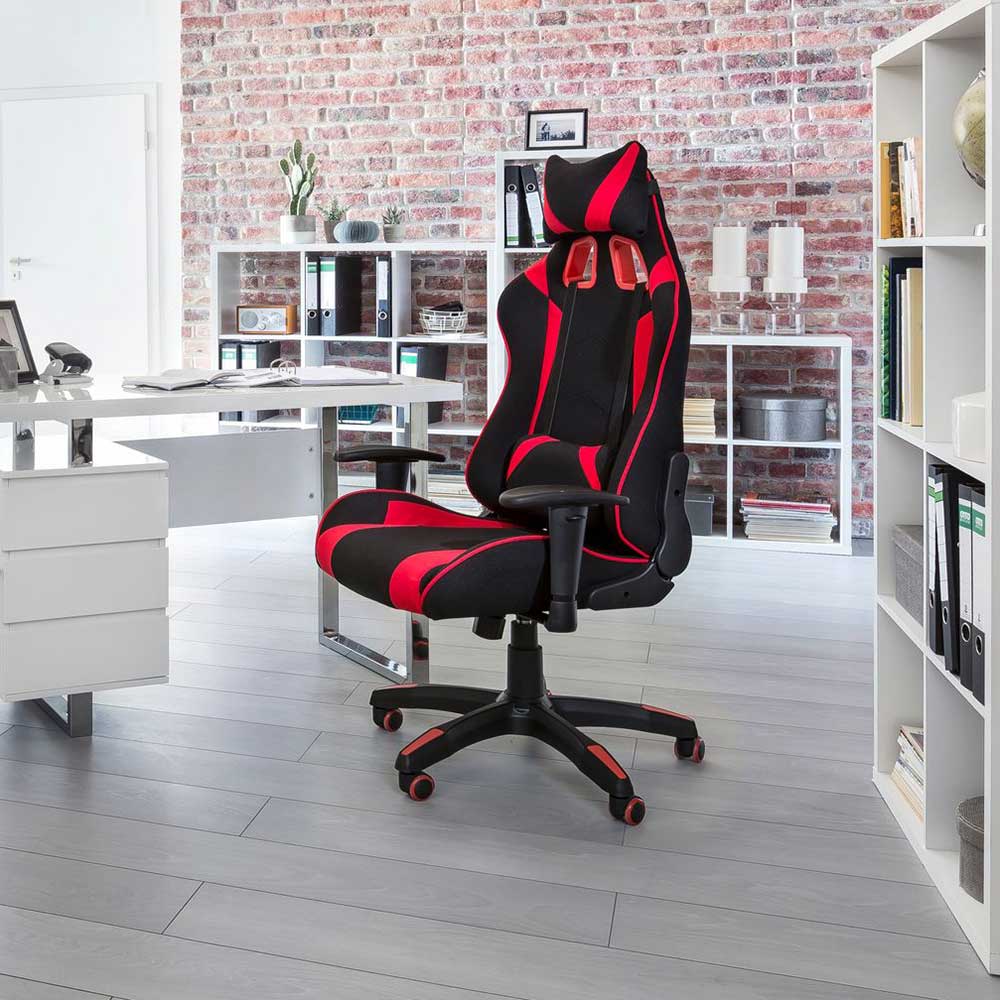 Top Gaming Drehsessel in Schwarz mit Rot - Askim