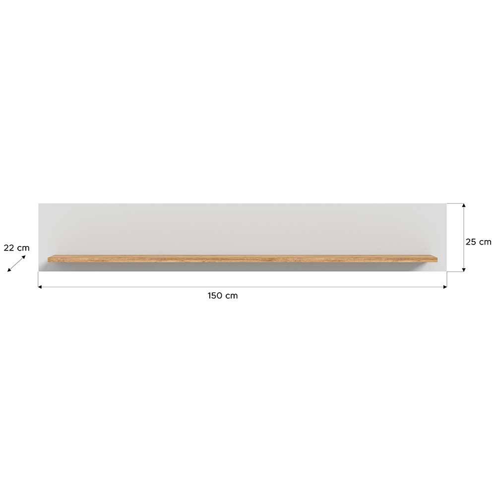 Hängeregal in Lichtgrau und Eiche Dekor - Jannios