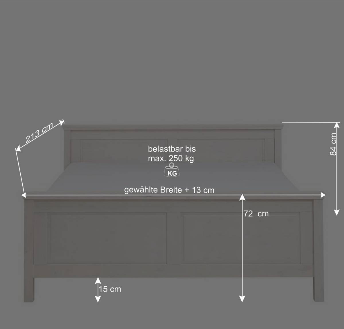 Weißes Bett als Einzelbett oder Doppelbett - Satumare