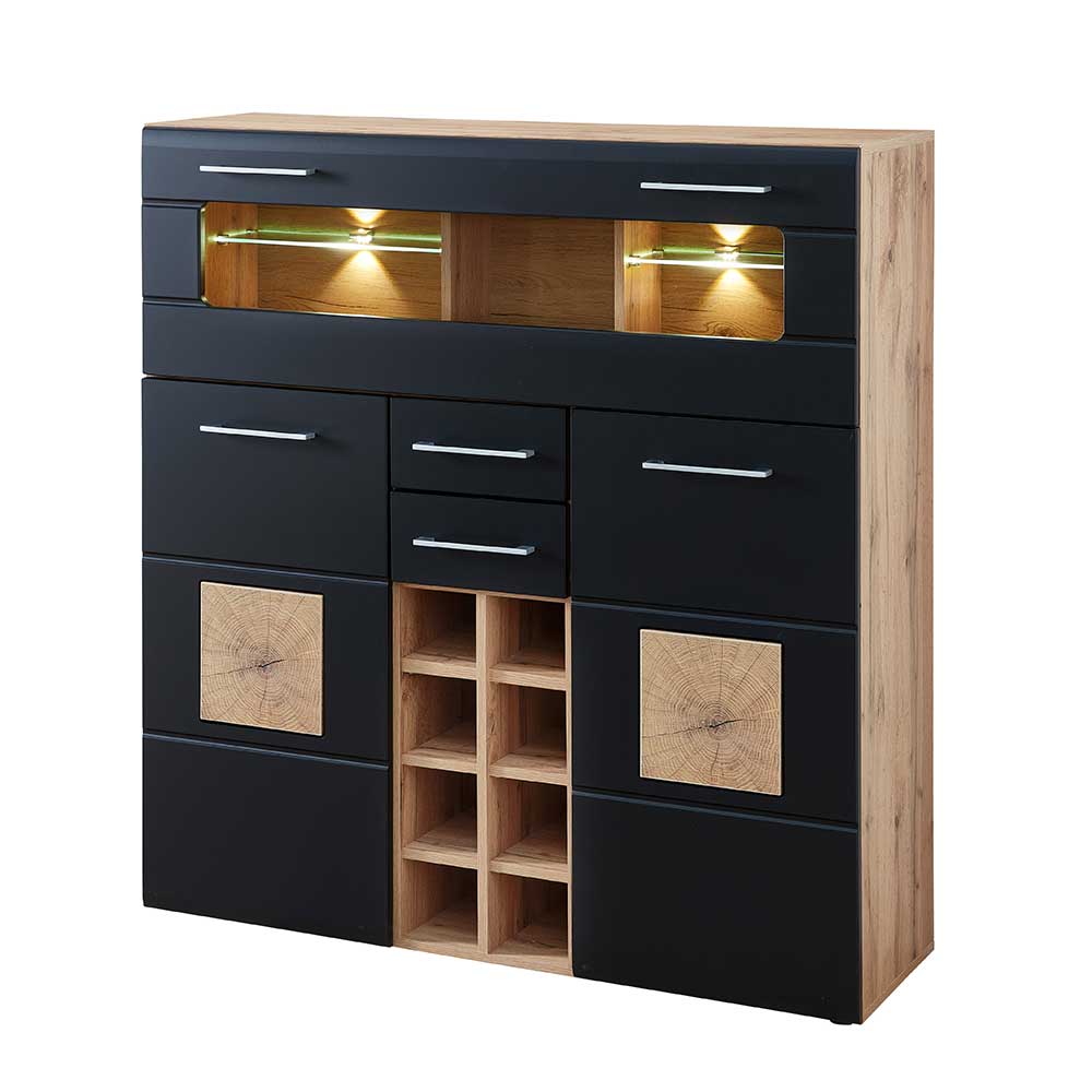 Wohnzimmer Barschrank in Schwarz & Wildeiche - Kandu