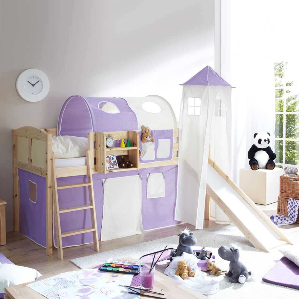 Spielbett Gernot in Lila-Beige