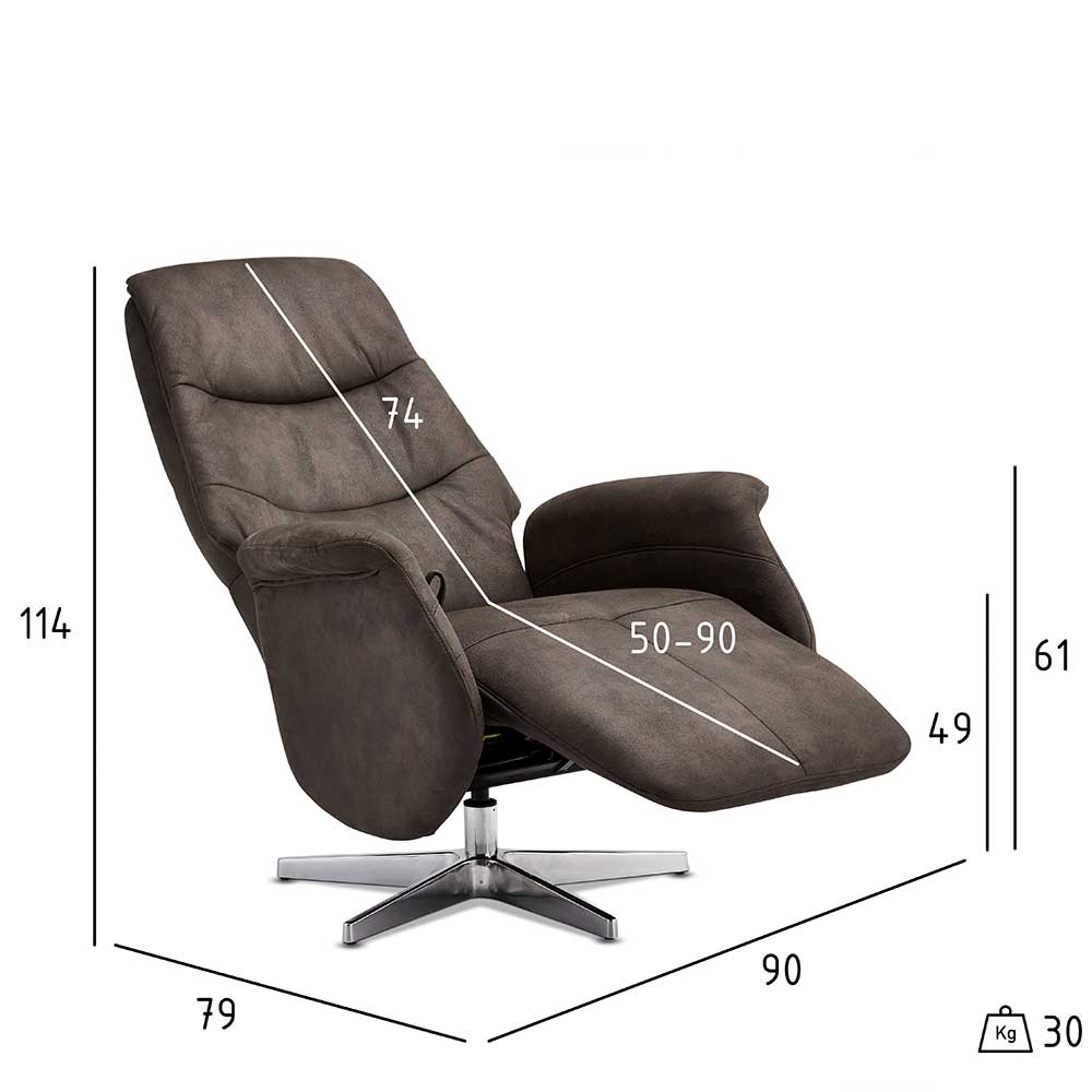 Drehbarer Microfaser Relaxsessel in Braun - Cariba