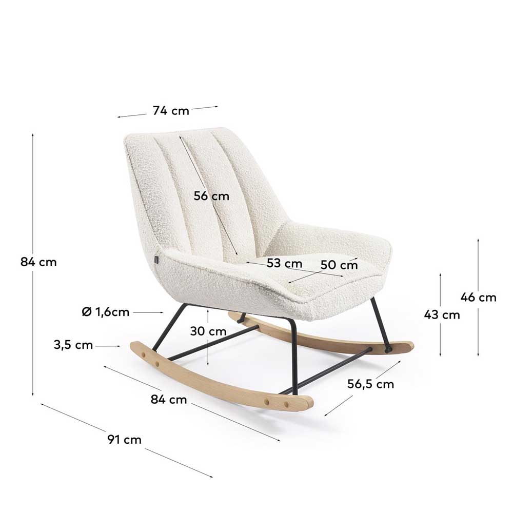 Schaukelstuhl in Creme Weiß - Ziadora