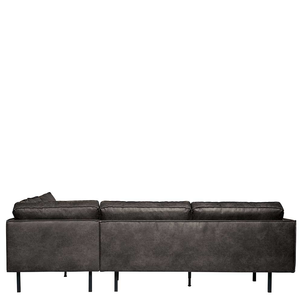 Retro Ecksofa Rundecke in Schwarz - Avonita