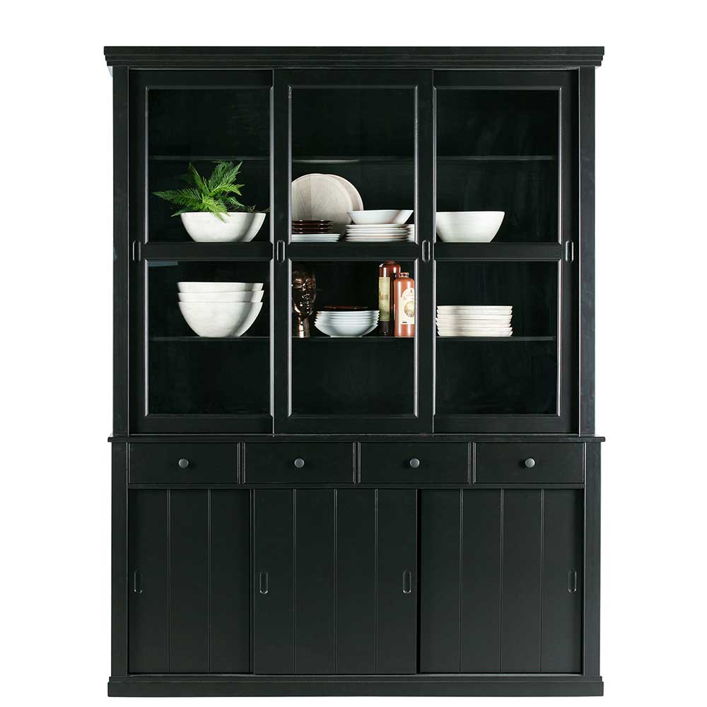 166x215x48 Buffetschrank in Schwarz Kiefer - Nariosca