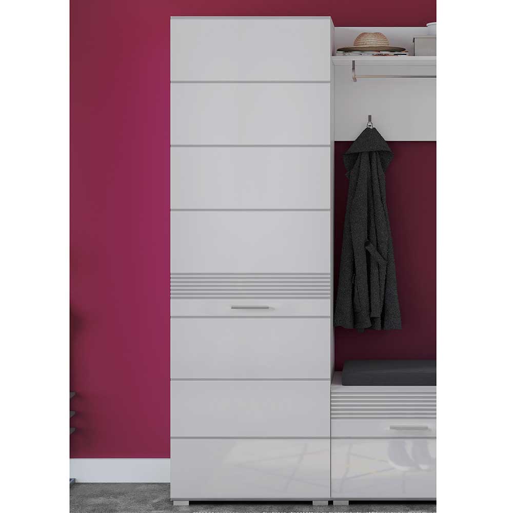 55x190x37 Hochglanz Flurschrank in Weiß - Sumatra