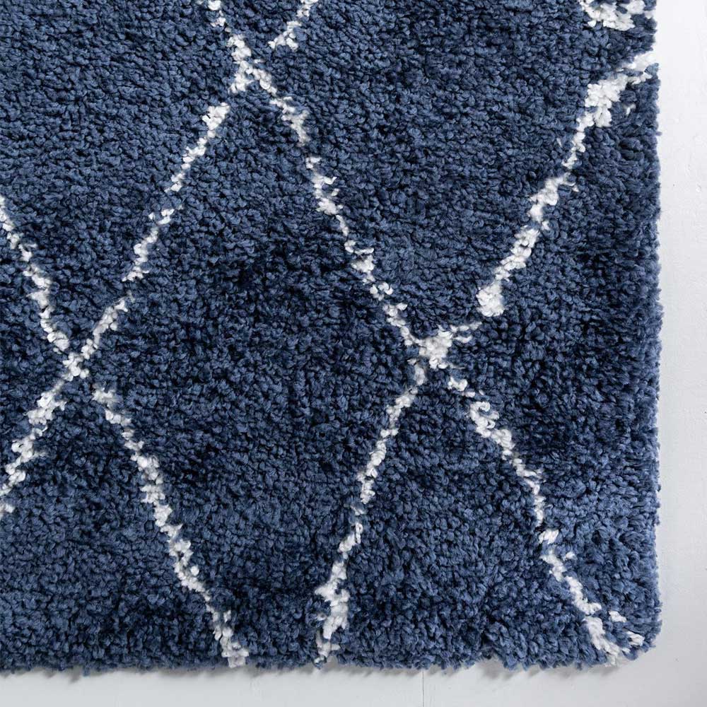 Weicher Läufer Teppich mit Hochflor in Blau - Tanko