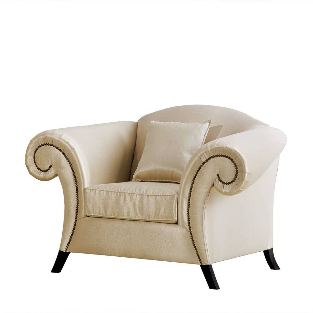 Eleganter Polstersessel in Beige Stoff - Belynia