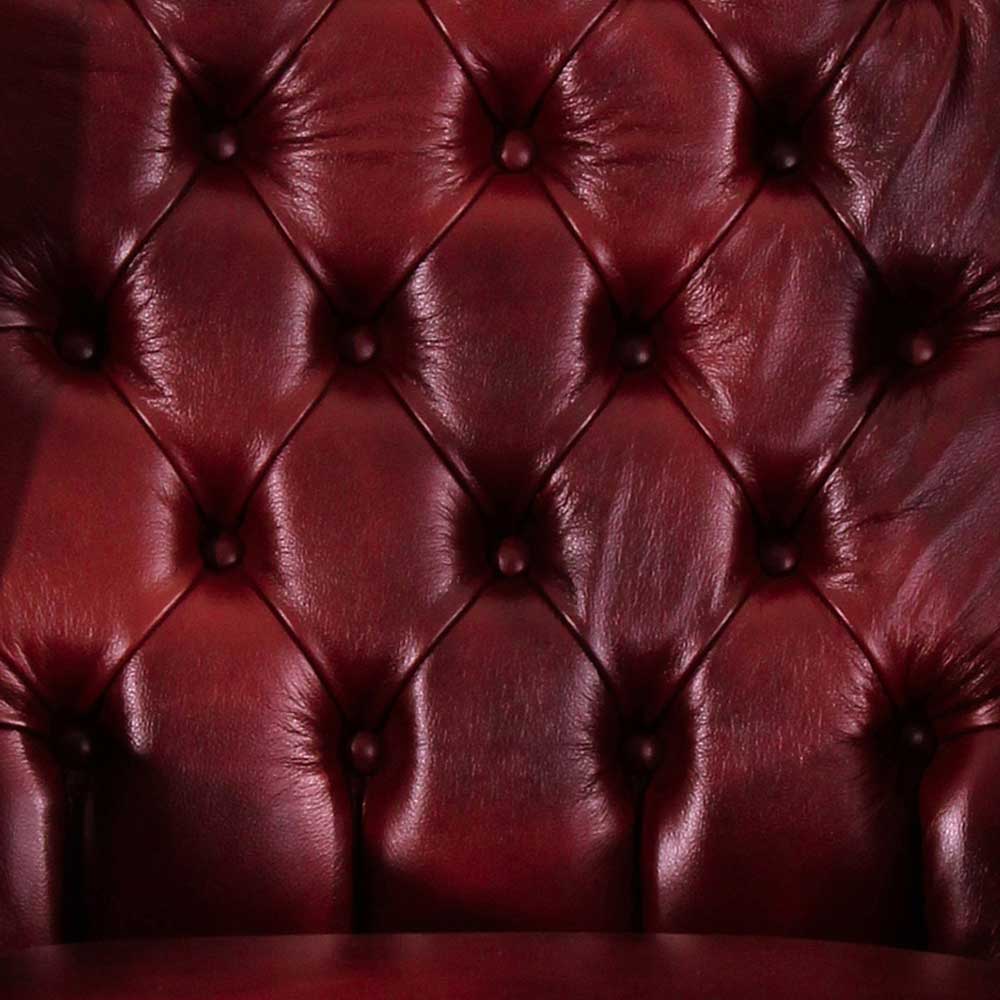 Chesterfield Ohrensessel in Dunkelrot Leder - Guantama