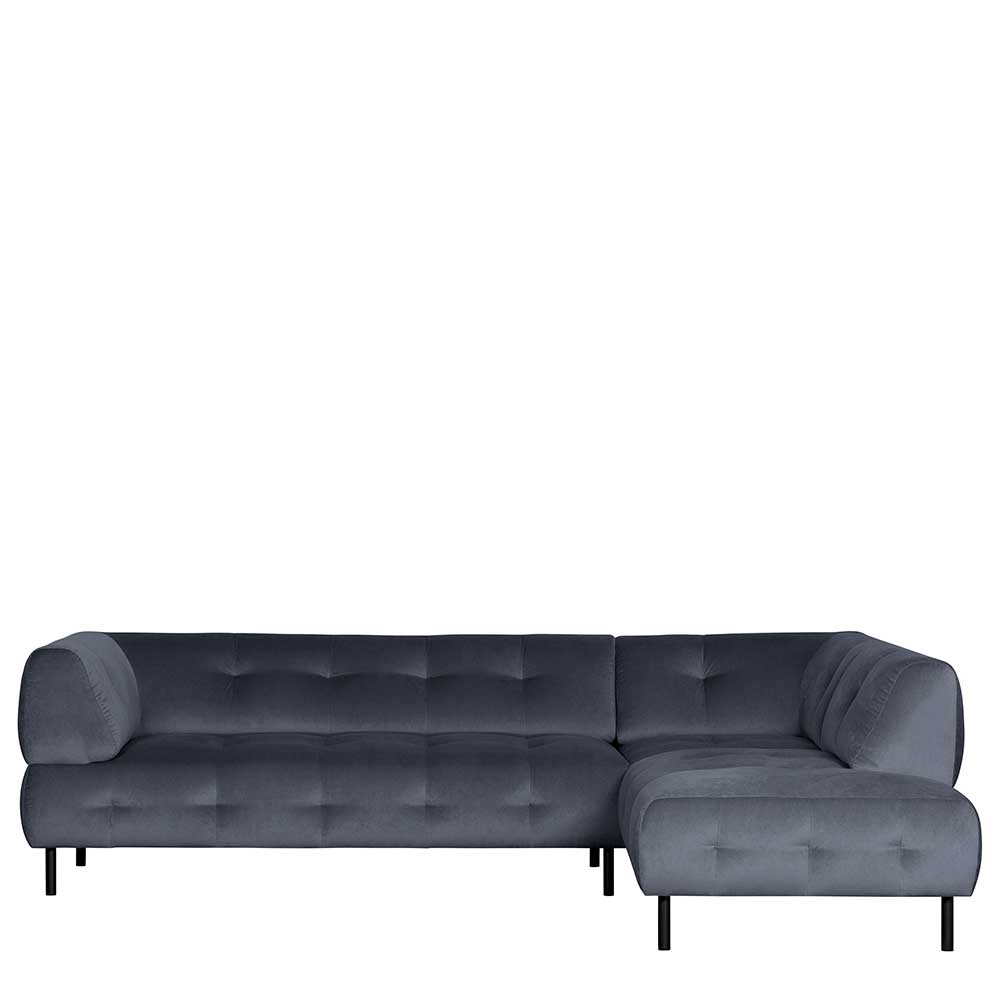 Samt L-Sofa in Dunkelgrau - Roccoss