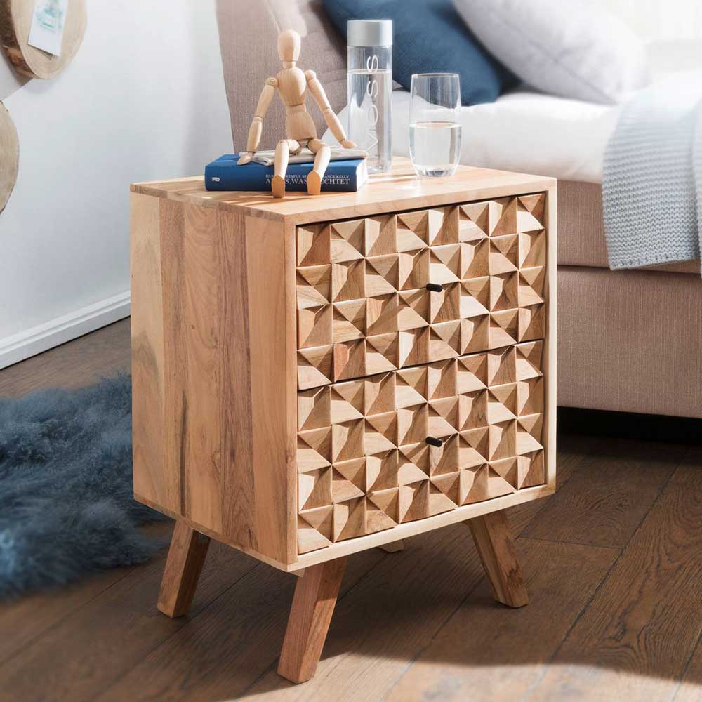 Design Holz Nachtkommode aus Akazie - Liniavo