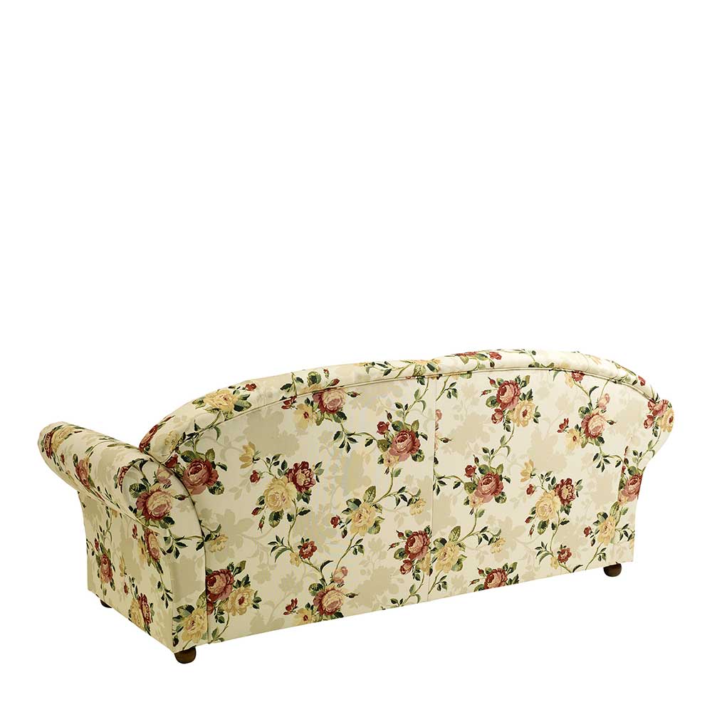 Dreisitzer Couch mit Rosen Stoffbezug - Bracas