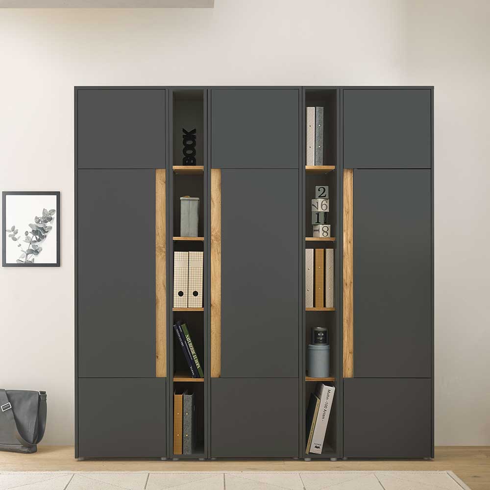 Büro Schrank- und Regalwand Set - Ahilav (fünfteilig)