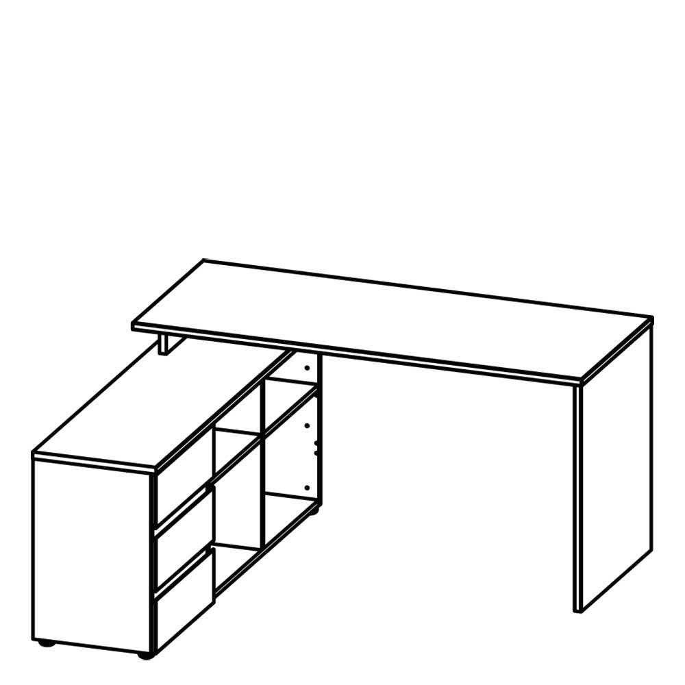 Schreibtisch mit Regal - 4 Fächer & 3 Schubladen - Contrage