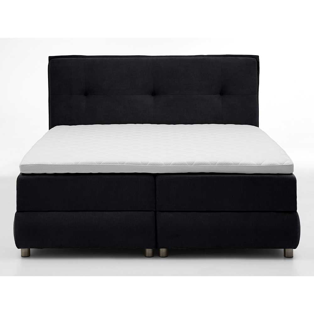 Schwarzes Boxspringbett mit Bettkasten - Luya