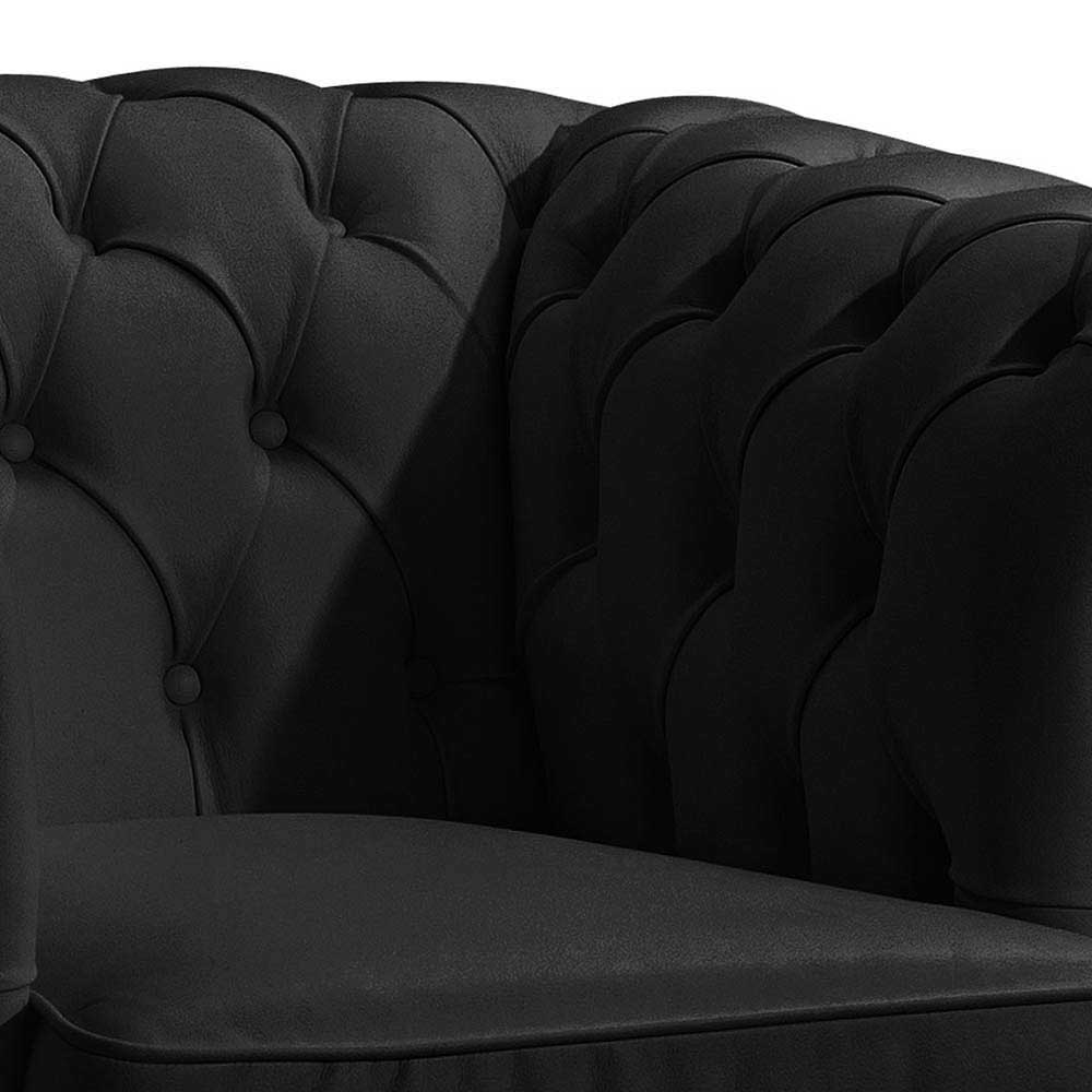 Chesterfield-Sessel in Schwarz Kunstleder - Riscos