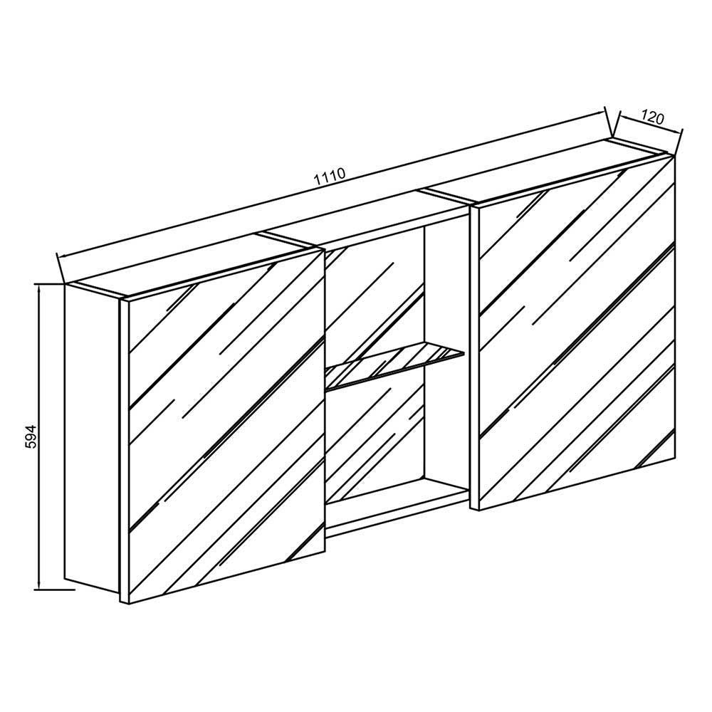 112cm breiter Spiegelschrank mit zwei Türen & Regal - Work