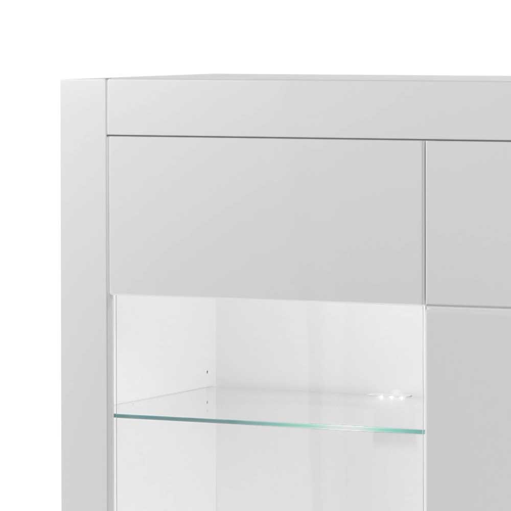 Hochglanz Highboard in Weiß mit Glas Yulis 3-türig