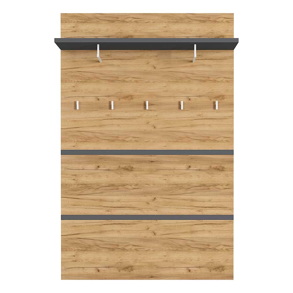 96x14x30 cm Garderobe Paneel in Wildeiche & Grau - Orsecca