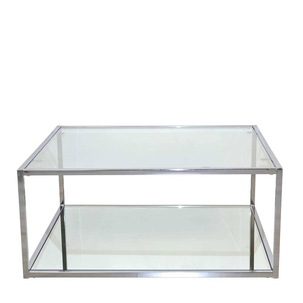 80x80 Glas Couchtisch mit Spiegelglas Boden - Cowian