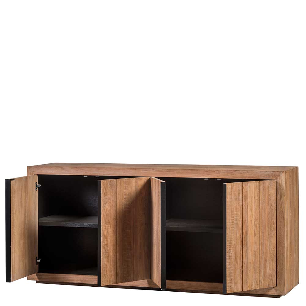 200x90x50 Teak Sideboard in Natur & Schwarz - Myons